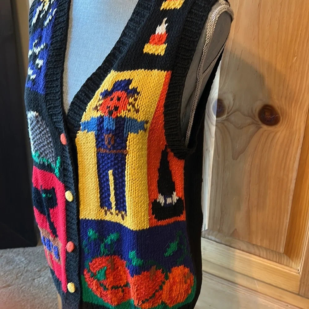 Karen Scott Vintage Knit Halloween Vest PM - Picture 3 of 5